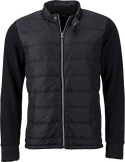 James & Nicholson Herren Men's Hybrid Sweat Jacket Jacke, Schwarz (Black), X-Large von James & Nicholson