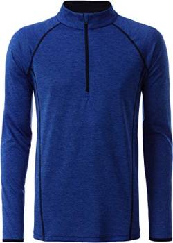 James & Nicholson Herren Men's Sportsshirt Longsleeve T-Shirt, Blau (Blue-Melange/Navy), X-Large von James & Nicholson