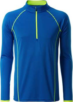 James & Nicholson Herren Men's Sportsshirt Longsleeve T-Shirt, Blau (Bright-Blue/Bright-Yellow), XX-Large von James & Nicholson