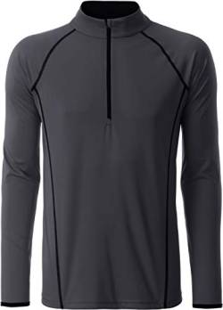 James & Nicholson Herren Men's Sportsshirt Longsleeve T-Shirt, Grau (Titan/Black), Large von James & Nicholson
