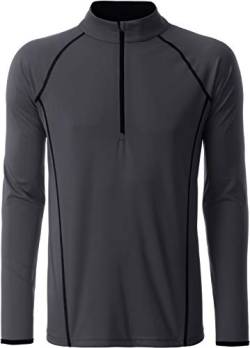 James & Nicholson Herren Men's Sportsshirt Longsleeve T-Shirt, Grau (Titan/Black), Medium von James & Nicholson