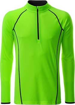 James & Nicholson Herren Men's Sportsshirt Longsleeve T-Shirt, Grün (Bright-Green/Black), Large von James & Nicholson