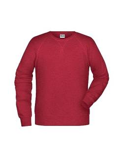 James & Nicholson Herren Raglan Sweatshirt - Sweatshirt im Raglanschnitt aus Bio-Baumwolle | Farbe: Carmine-red-Melange | Grösse: XXL von James & Nicholson
