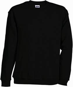 James & Nicholson Herren Round-Sweat-Heavy Sweatshirt, Schwarz (Black), Large von James & Nicholson