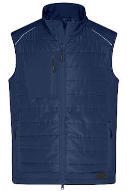 James & Nicholson Herren Softshell Hybridweste - Softshellweste im Materialmix mit Stehkragen und nachhaltiger Wattierung | Farbe: navy/navy | Grösse: XL von James & Nicholson