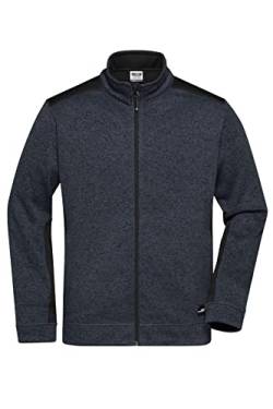 James & Nicholson Herren Strickfleece Workwear Jacke - Praktische Fleecejacke aus hochwertigem Strickfleece | Farbe: carbon-melange/black | Grösse: M von James & Nicholson