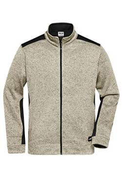 James & Nicholson Herren Strickfleece Workwear Jacke - Praktische Fleecejacke aus hochwertigem Strickfleece | Farbe: stone-melange/black | Grösse: L von James & Nicholson