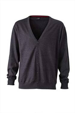 James & Nicholson Herren Strickjacke - Leichter Cardigan aus hochwertiger Baumwolle | Farbe: Anthracite-Melange | Grösse: 3XL von James & Nicholson