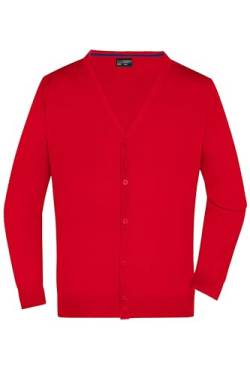 James & Nicholson Herren Strickjacke - Leichter Cardigan aus hochwertiger Baumwolle | Farbe: red | Grösse: L von James & Nicholson