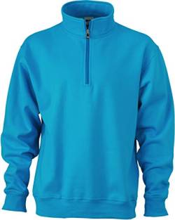 James & Nicholson Herren Sweatshirt Sweatshirt Workwear Half Zip Sweat türkis (Turquoise) X-Large von James & Nicholson