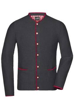 James & Nicholson Herren Trachten Strickjacke - Klassischer Janker passend zu Lederhose und Trachtenhemd | Farbe: anthracite-melange/red/red | Grösse: M von James & Nicholson