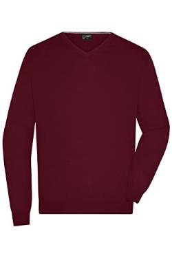 James & Nicholson Herren V-Pullover - Hochwertiger Strickpullover in zahlreichen Trendfarben | Farbe: Bordeaux | Grösse: XL von James & Nicholson