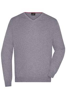 James & Nicholson Herren V-Pullover - Hochwertiger Strickpullover in zahlreichen Trendfarben | Farbe: Grey-Heather | Grösse: XL von James & Nicholson