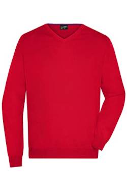 James & Nicholson Herren V-Pullover - Hochwertiger Strickpullover in zahlreichen Trendfarben | Farbe: red | Grösse: M von James & Nicholson