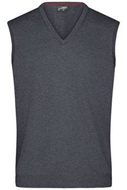 James & Nicholson Herren V-Pullunder - Klassisch Geschnittener Pullunder aus hochwertiger Baumwolle | Farbe: Anthracite-Melange | Grösse: 3XL von James & Nicholson