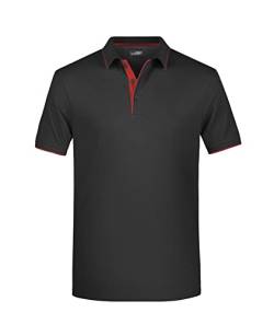 James & Nicholson Herrenpolo Multi Stripe - Klassisches Polo mit Kontraststreifen | Farbe: Black/red | Grösse: XL von James & Nicholson