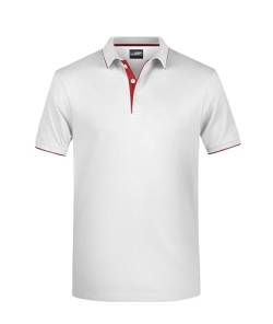 James & Nicholson Herrenpolo Multi Stripe - Klassisches Polo mit Kontraststreifen | Farbe: White/red | Grösse: L von James & Nicholson