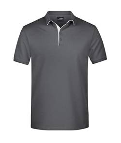 James & Nicholson Herrenpolo Single Stripe - Hochwertiges Piqué-Poloshirt mit Kontrastelementen | Farbe: Graphite/White | Grösse: M von James & Nicholson