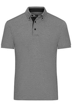 James & Nicholson Klassisches Herren Polohemd - Polohemd mit Button-Down-Kragen | Farbe: Light-Melange/Black | Grösse: XXL von James & Nicholson