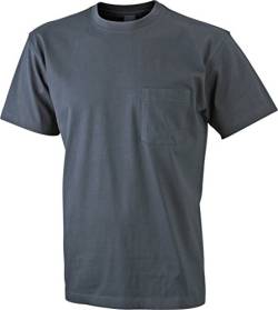 James & Nicholson Klassisches T-Shirt mit Brusttasche (XL, graphite) von James & Nicholson