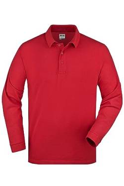 James & Nicholson Langarmpolo - Piqué Poloshirt mit Langen Ärmeln für Damen und Herren | Farbe: red | Grösse: XL von James & Nicholson