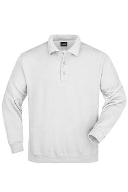 James & Nicholson Polo Sweatshirt - Klassischer Sweat mit gestricktem Polokragen | Farbe: White | Grösse: L von James & Nicholson