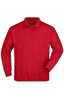 James & Nicholson Polo Sweatshirt - Klassischer Sweat mit gestricktem Polokragen | Farbe: red | Grösse: L von James & Nicholson