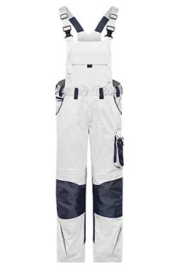 James & Nicholson Workwear Latzhose Cordura® - Funktionelle Latzhose mit elastischem Bund | Farbe: white/carbon | Grösse: 52 von James & Nicholson