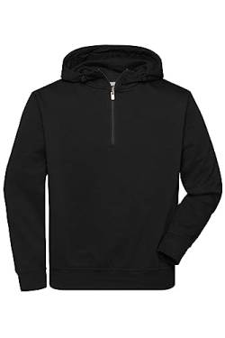 James & Nicholson Workwear Zip Hoody - Strapazierfähiges Kapuzen-Sweatshirt mit kurzem Reißverschluss | Farbe: Black | Grösse: XS von James & Nicholson