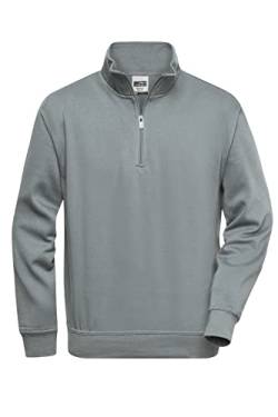 James & Nicholson Workwear Zip Sweat - Strapazierfähiges Sweatshirt mit kurzem Reißverschluss | Farbe: Dark-Grey | Grösse: L von James & Nicholson