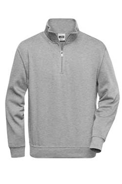 James & Nicholson Workwear Zip Sweat - Strapazierfähiges Sweatshirt mit kurzem Reißverschluss | Farbe: Grey-Heather | Grösse: XXL von James & Nicholson