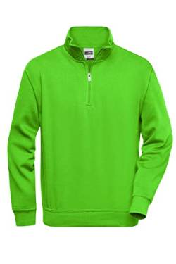 James & Nicholson Workwear Zip Sweat - Strapazierfähiges Sweatshirt mit kurzem Reißverschluss | Farbe: Lime-Green | Grösse: M von James & Nicholson