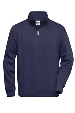 James & Nicholson Workwear Zip Sweat - Strapazierfähiges Sweatshirt mit kurzem Reißverschluss | Farbe: Navy | Grösse: 6XL von James & Nicholson