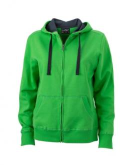 Ladies' Hooded Jacket - hochwertige Damen Sweatjacke, Größen:XXL;Farbe:green/carbon von James & Nicholson