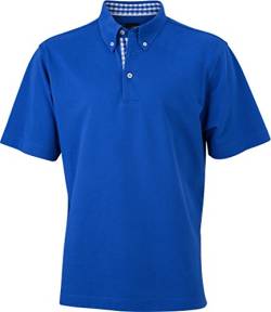 Plain Poloshirt mit modischem Karoeinsatz, Größe:XL;Farbe:Royal/Royal/White XL,Royal/Royal/White von James & Nicholson