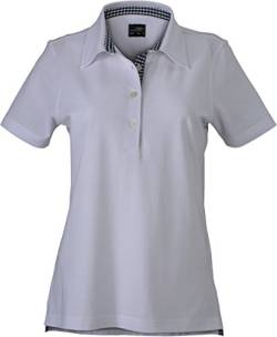 Polo Shirt Karo-Optik - Farbe: White/Navy/White - Größe: M von James & Nicholson