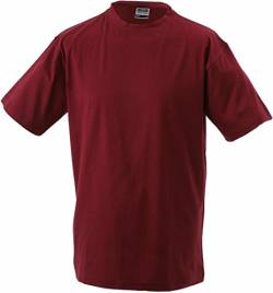 Schweres T-Shirt ohne Seitennähte - Farbe: Wine - Größe: XXL von James & Nicholson