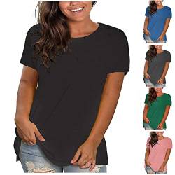 Jamicy Tops für Damen Sommer Tshirt Kurzarm Rundhals Oberteile Basic Laufshirt Sportshirt Frauen Einfarbig Casual Hemd Bluse Teenager Mädchen Tunika Shirt Meine Bestellungen Anzeigen Schwarz 3XL von Jamicy