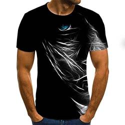 T-Shirts für Herren Sommer Kurzarm Basic Herren Tshirt Casual Rundhals Tee Shirts 3D Druck Gradient Oberteile Leicht Baumwolle Männer T Shirt Regular Fit Tops Sale Angebote Schwarz XL von Jamicy