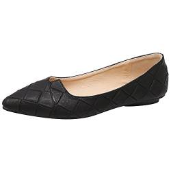 Jamron Damen Spitze Ballerinas Leicht Flatche Pumps Schwarz SN02711 EU37.5 von Jamron