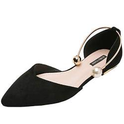 Jamron Damen Spitze Samt Ballerinas Elegant D'orsay Pumps Flach Abendschuhe Schwarz SN02800 EU37.5 von Jamron