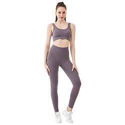 Jamron Damen Stretch Yoga Kleidung Set Sport-BH+Leggings 2PCS Trainingsanzug Gym Fitness Activewear SN070604-3 Grau M von Jamron