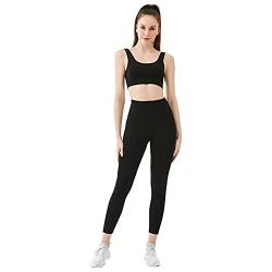 Jamron Damen Stretch Yoga Kleidung Set Sport-BH+Leggings 2PCS Trainingsanzug Gym Fitness Activewear SN070604-3 Schwarz M von Jamron