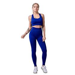 Jamron Damen Stretch Yoga Kleidung Set Sport-BH+Leggings 2PCS Trainingsanzug Gym Fitness Activewear SN071202 Königsblau L von Jamron