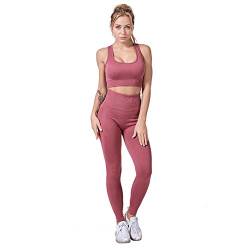 Jamron Damen Stretch Yoga Kleidung Set Sport-BH+Leggings 2PCS Trainingsanzug Gym Fitness Activewear SN071202 Rosa L von Jamron