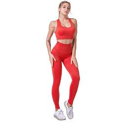 Jamron Damen Stretch Yoga Kleidung Set Sport-BH+Leggings 2PCS Trainingsanzug Gym Fitness Activewear SN071202 Rot M von Jamron
