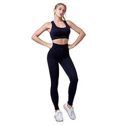 Jamron Damen Stretch Yoga Kleidung Set Sport-BH+Leggings 2PCS Trainingsanzug Gym Fitness Activewear SN071202 Schwarz L von Jamron
