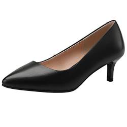 Jamron Damen Volles Echtes Leder 5CM High Heels Elegant Spitze Zehen Pumps Büro Arbeitsschuhe Schwarz SN602C015-1 EU38 von Jamron