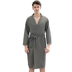 Jamron Herren Damen Paare Waffel Bademantel Atmungsaktiv Spa Hotel Kimonno Kleider Homewear SN070135 Grau M von Jamron