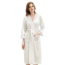 Jamron Herren Damen Paare Waffel Bademantel Atmungsaktiv Spa Hotel Kimonno Kleider Homewear SN070135 Weiß L von Jamron